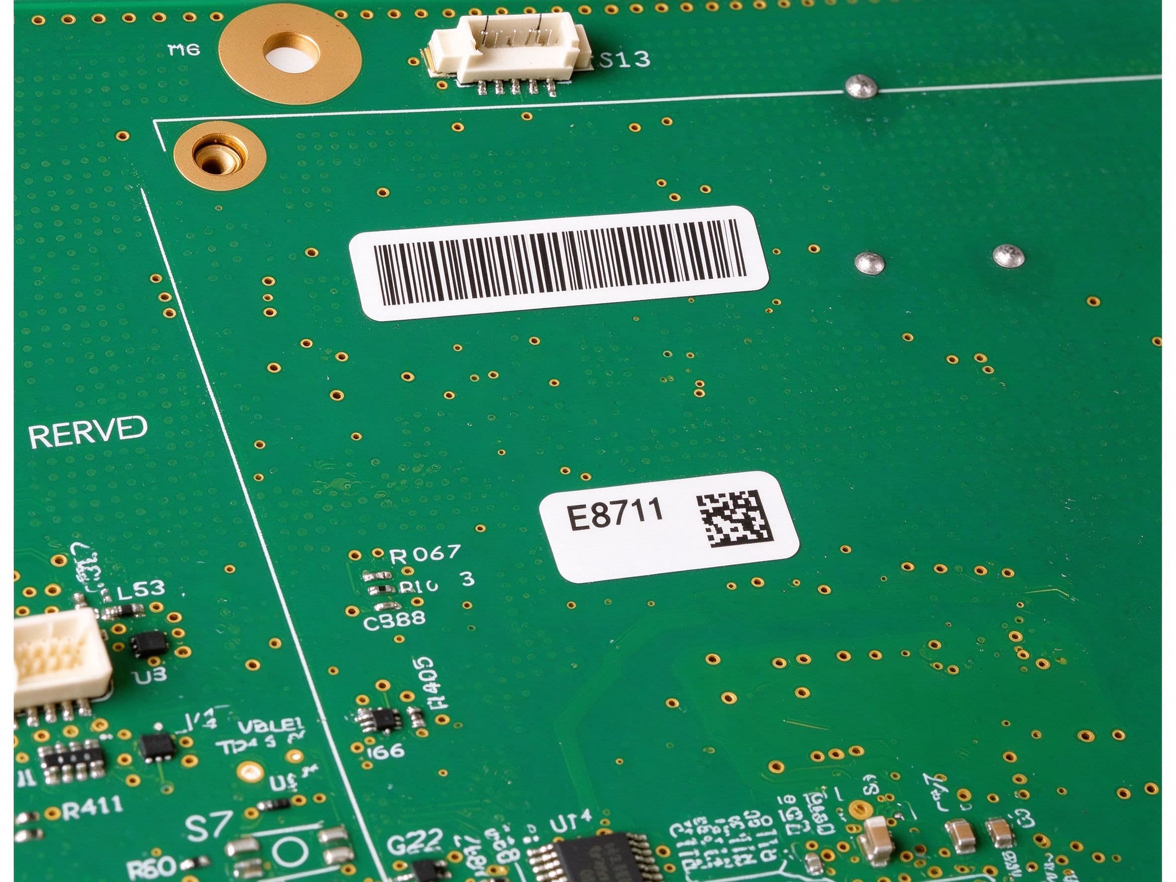 E-8711 — 1 mil White Antistatic Polyimide PCB Label (ESD, −40 to 300 °C)