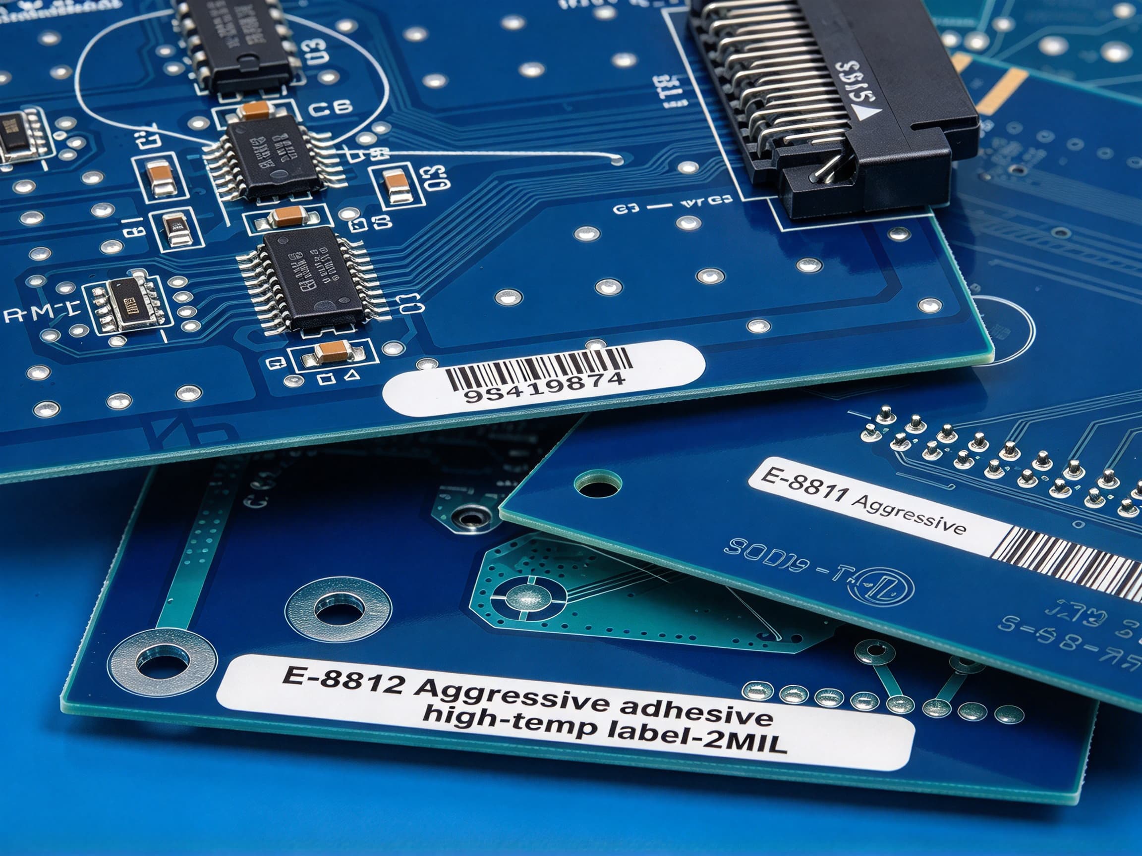 E-8812 — 2 mil White Aggressive Adhesive Polyimide PCB Label (−40 to 300 °C)